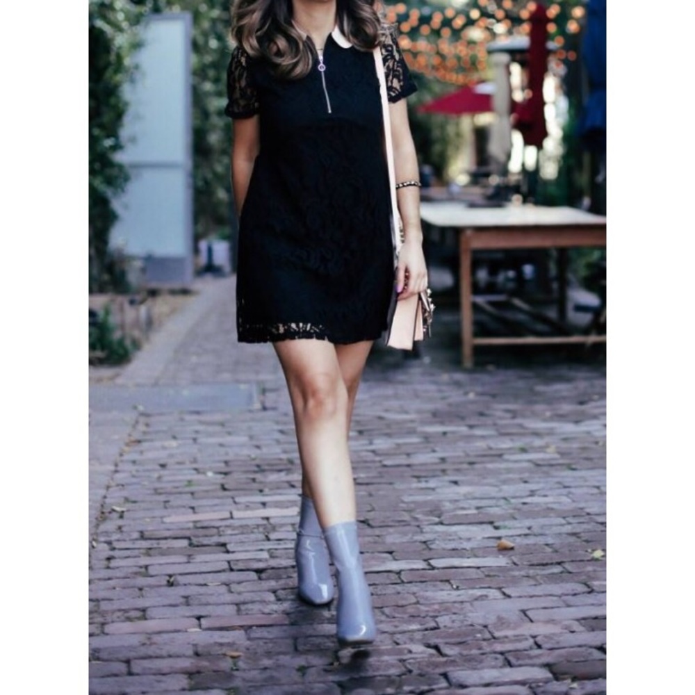 Zara Black Lace Peter Pan Collar Dress - Picture 2 of 5